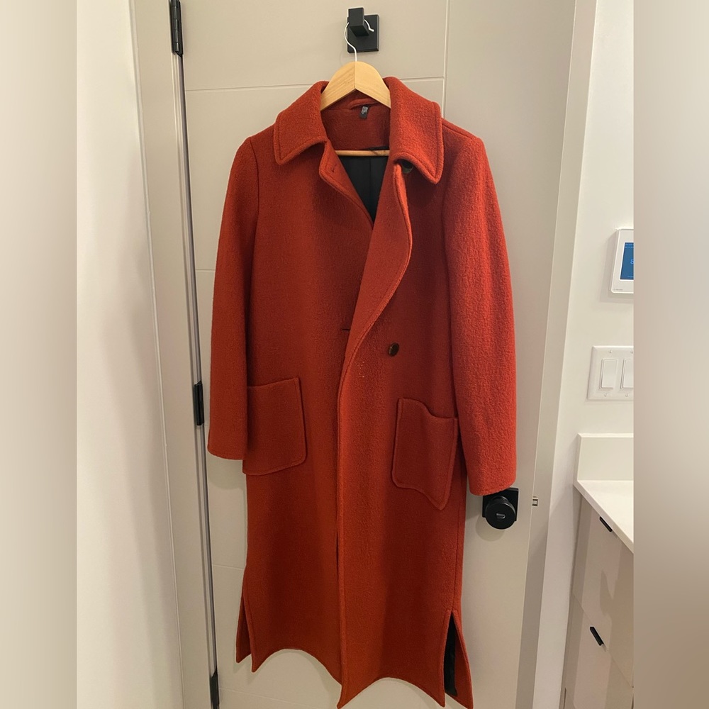 Wool Coat in Rust Brown Orange